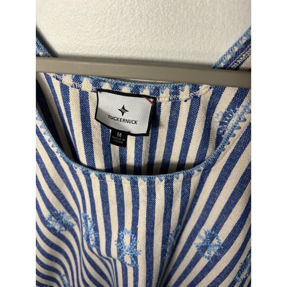 Tuckernuck Blue White Stripe Sleeveless Mini Dress M - Picture 3 of 3